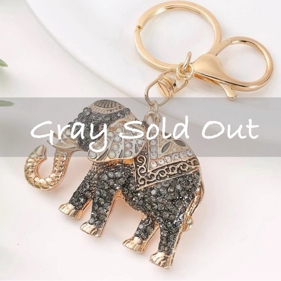 New! Rhinestone Elephant Bag Charm 4 Colors Available! - Picture 4 of 4